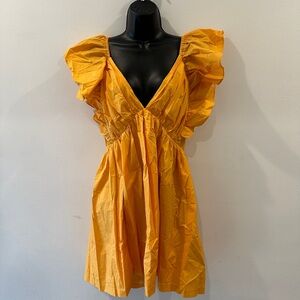 Orange/Yellow Dress with Flutter Sleeves